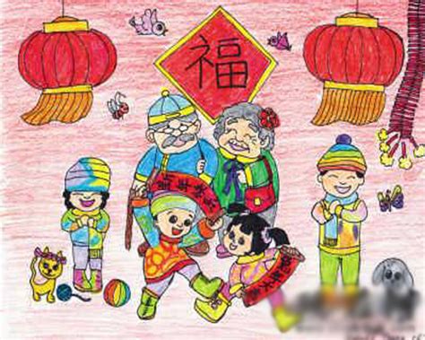 《春节》/少儿绘画作品/儿童画/网络美术馆_中国少儿美术教育网