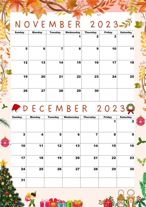 November 2023 calendar december 2023 calendar printable nov 2023 dec ...