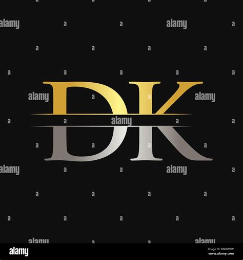 Initial DK Letter Logo Design Vector With Gold and Silver Color. DK ...