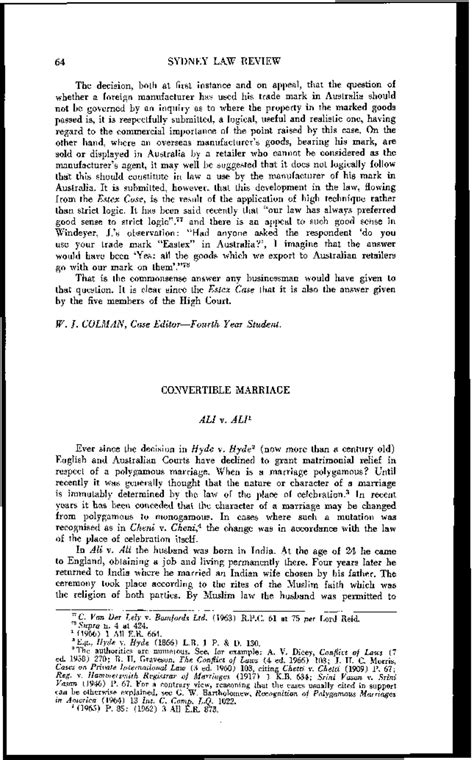 Foreign Law - Ali v Ali - good read - 64 SYDNEY LAW REVIEW The decision ...