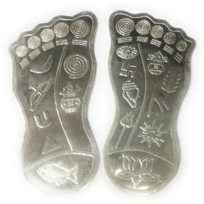 Kashvi Luck Pure Silver Maa Laxmi Ji Charan Paduka (Feet) for Puja ...