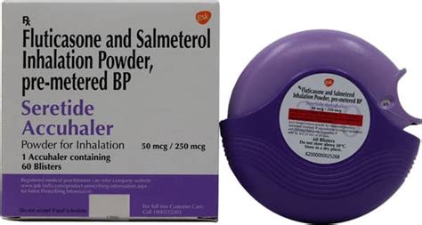 Seretide Accuhaler 50/250mcg Box Of 60md Metered Dose Inhaler: Uses ...