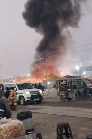 Prayagraj Magh Mela Fire: Tents, Shops Blaze; Flames Visible Miles Away