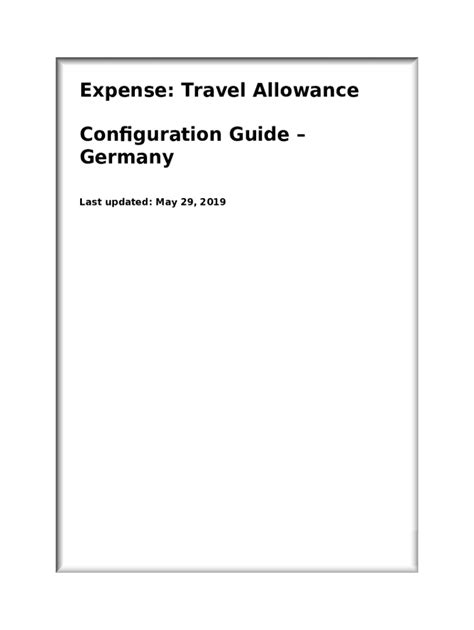 Expense: Travel Allowance Configuration Guide - Germany Doc Template ...