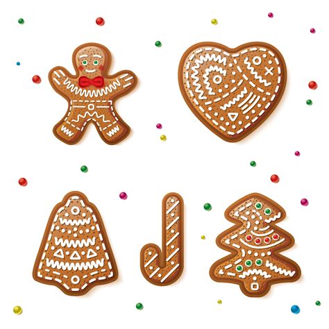 Set of Gingerbread Christmas Cookies Isolated on White Background ...
