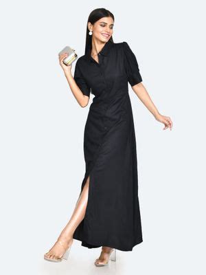 Buy Zink London Womens Black Solid Maxi Dress Online