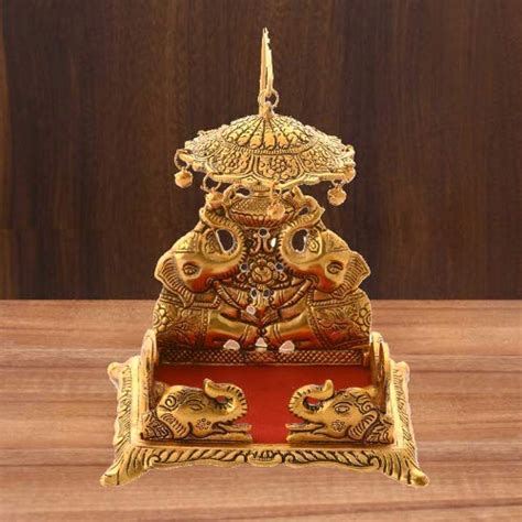 Buy Stotram Metal Sihasan for Krishna Ladoo Laddu Bal Gopal, Religious ...