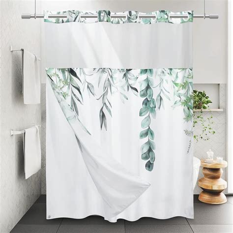 Amazon.com: WITHLOC No Hook Shower Curtain with Snap in Liner - Fabric ...