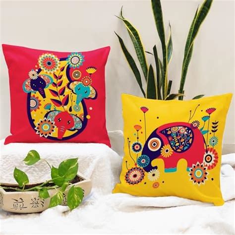 STITCHNEST Unique Cute Elephant Cartoon Blue Printed Canvas Cotton ...