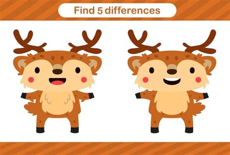 Find five differences of cute animal,education worksheet game | Premium ...