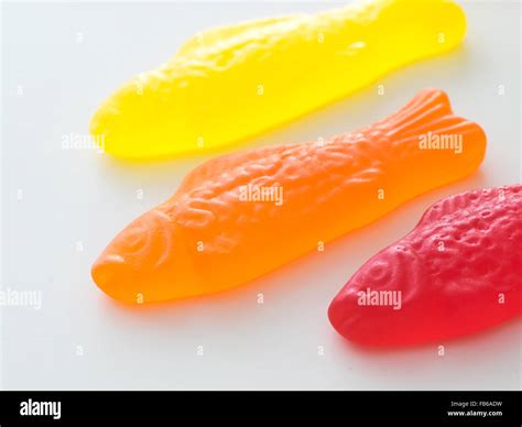 A close-up of Swedish Fish, a fish-shaped chewy candy originally ...