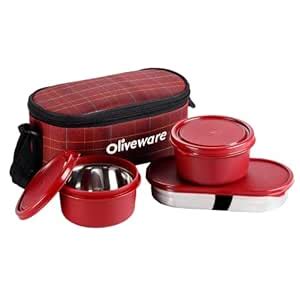 Buy SOPL-OLIVEWARE Hazel Lunch Box, Leak Proof & Microwave Safe, 3 ...