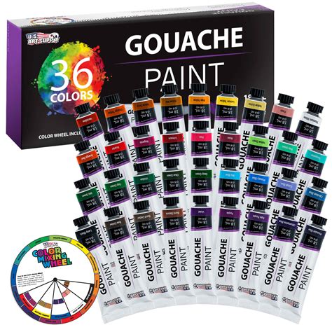 U.S. Art Supply Professional 36 Color Set of Gouche Paint in Large 18ml ...