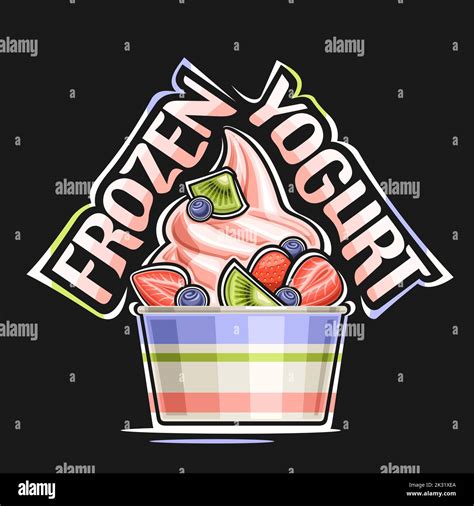 Vector logo for Frozen Yogurt, decorative poster with illustration of ...