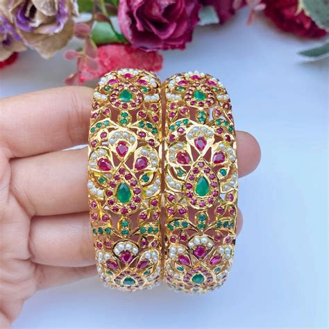 Gold Plated Jadau Kadas in Silver BG 005