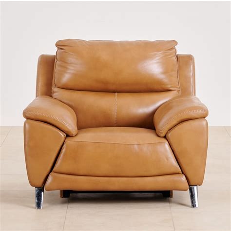 Buy (Refurbished) Reims Half Leather 1-Seater Electric Recliner - Brown ...