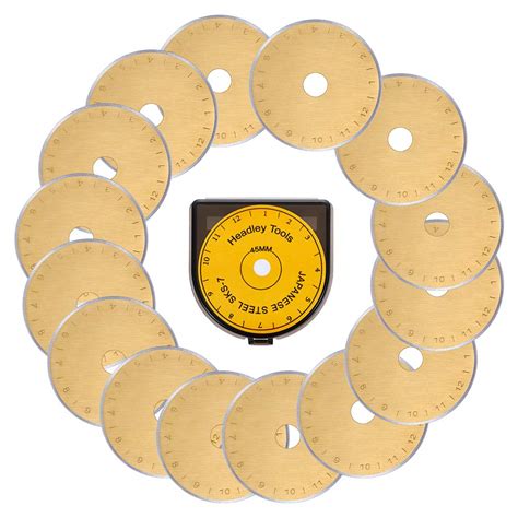 HEADLEY TOOLS Titanium Coated 45mm Rotary Cutter Blades 15 Pack Fits ...