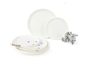 Joy Home Plastic Microwave Safe Round Quarter Plates (White) -6 Pieces ...