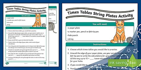 Times Tables String Plates Activity (teacher made) - Twinkl