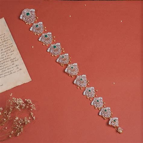 Silver Stone-Studded Jada with Pearl Hangings – Padmam