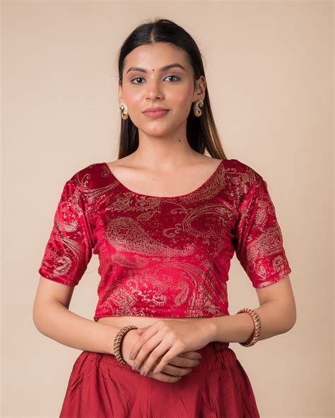 Advi Alaya Red Velvet Blouse with Gold Gota and Stretch Fit – Advi Blouses