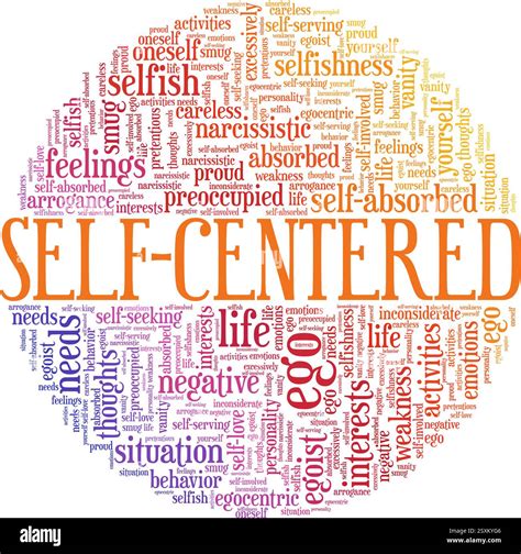Self-centered vector illustration word cloud isolated on a white ...