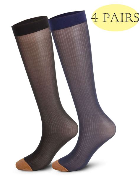 Lava 4 Pairs Men Ultra Thin Dress Socks Silk Sheer Business Socks ...