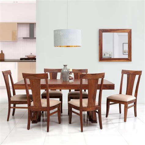 Ganpati Arts Sheesham Wood Rectangle 6 Seater Dining Table with ...