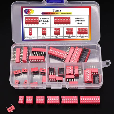 Buy Taiss 35PCS DIP Switch Assorted Kit 1 2 3 4 6 8 10 Position 2.54mm ...