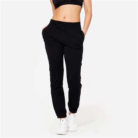 Women’s Fitness Pants - 100 Black - Ultra black - Domyos - Decathlon