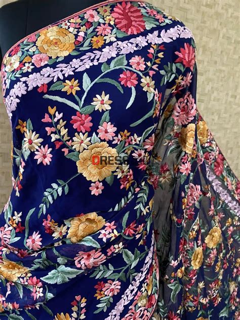 Pre Order Floral Parsi Gara Hand Embroidered Saree – Dress365days