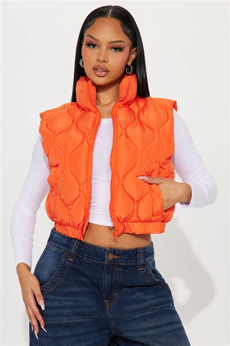 Ride My Wave Quilted Puffer Vest - Orange | Fashion Nova