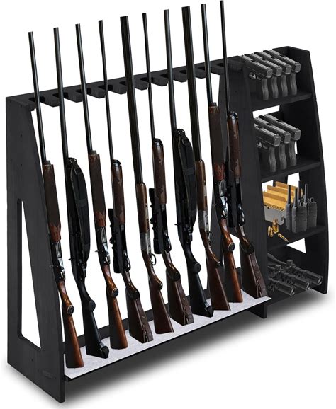Lineshading Wooden Gun Rack with Holder, Indoor Floor Standing Gun Rack ...