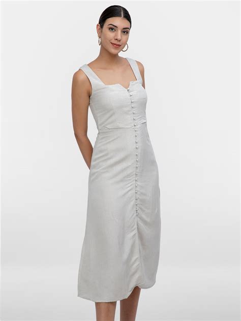 Beige A-Line Dress WIth Wide Straps – ATHAH