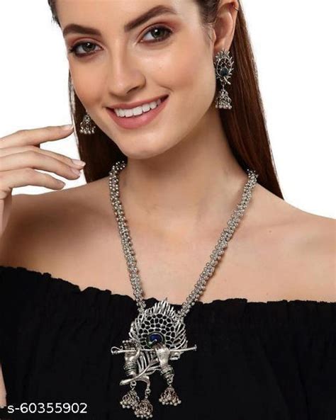 Traditional Mor Pankh Design Oxidized Silver Jewellery Set for Women ...