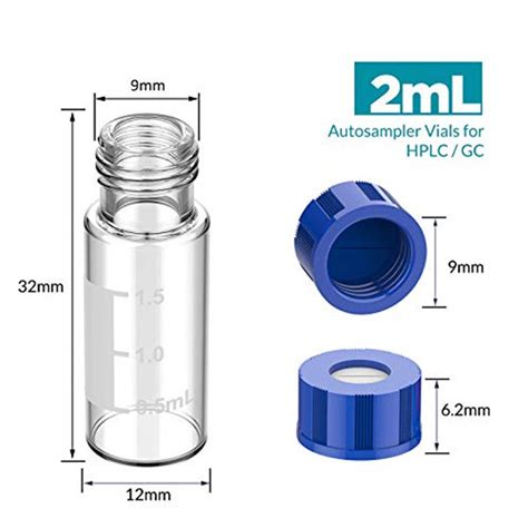 HPLC Vials Clear Glass with Screw Neck 2mL (Pack of 100)