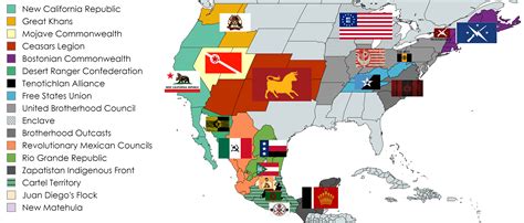 Here is a fanfic map of fallout i quickly made. i got a bit of lore for each factions ...