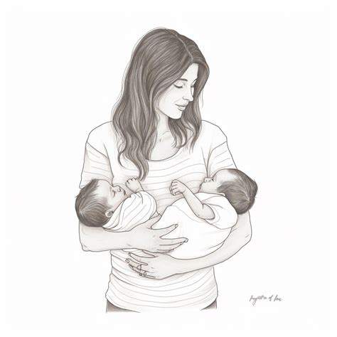 Woman Holding A Baby Drawing