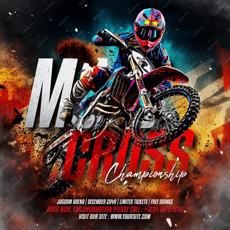 Psd motocross sport championship social media flyer template | Premium ...