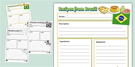 Brazilian Recipe Writing Template - Twinkl