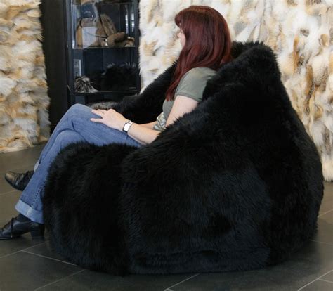 U & I Designs Premuim Fur Bean Bag Black Color Bean Bag Cover Without ...