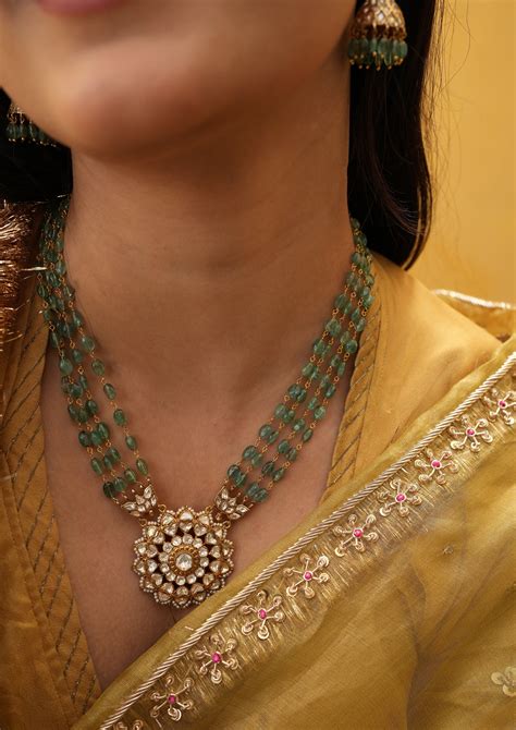 Sterling Silver Nakshatra Semi-Emeralds Necklace – Vamika Silver, Jaipur