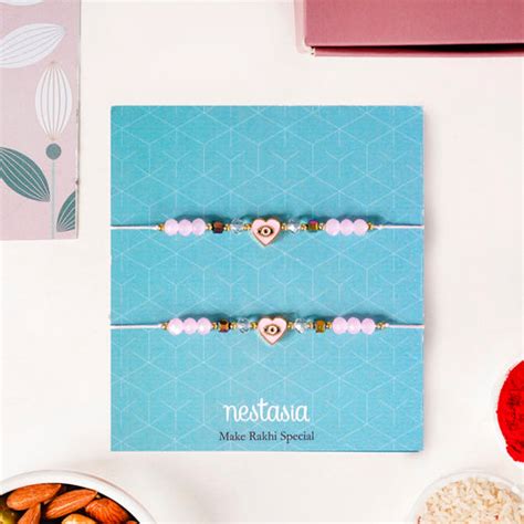 Set Of 4 Floral Love Rakhi Lumba For Bhaiya Bhabhi With Box And Card ...