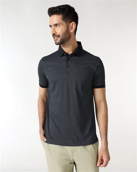 Buy Charcoal Printed Polo From Deco Collection Online