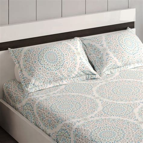 Buy Colour Refresh Cotton 144TC Printed 3Pcs Super King Bedsheet Set ...