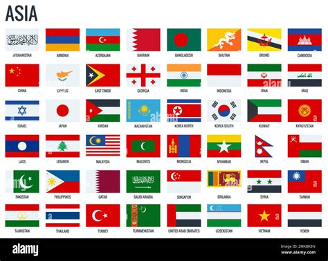 Asia flags. All official national flags of the Asia Stock Vector Image ...