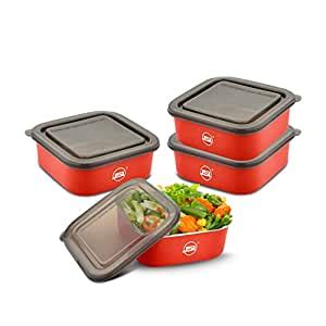 Buy JSI Steel Microwave Safe Containers Pack of 4 Pcs, 600 ML - Inner ...