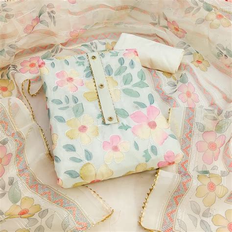 Soft Organza Silk Fine Croset work Dress Material – Ethenika.com