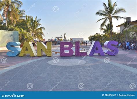 A Large Sign with the Letters San Blas in a Colorful Font Editorial ...