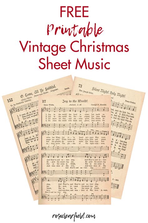 Free printable vintage christmas sheet music hymns - Artofit